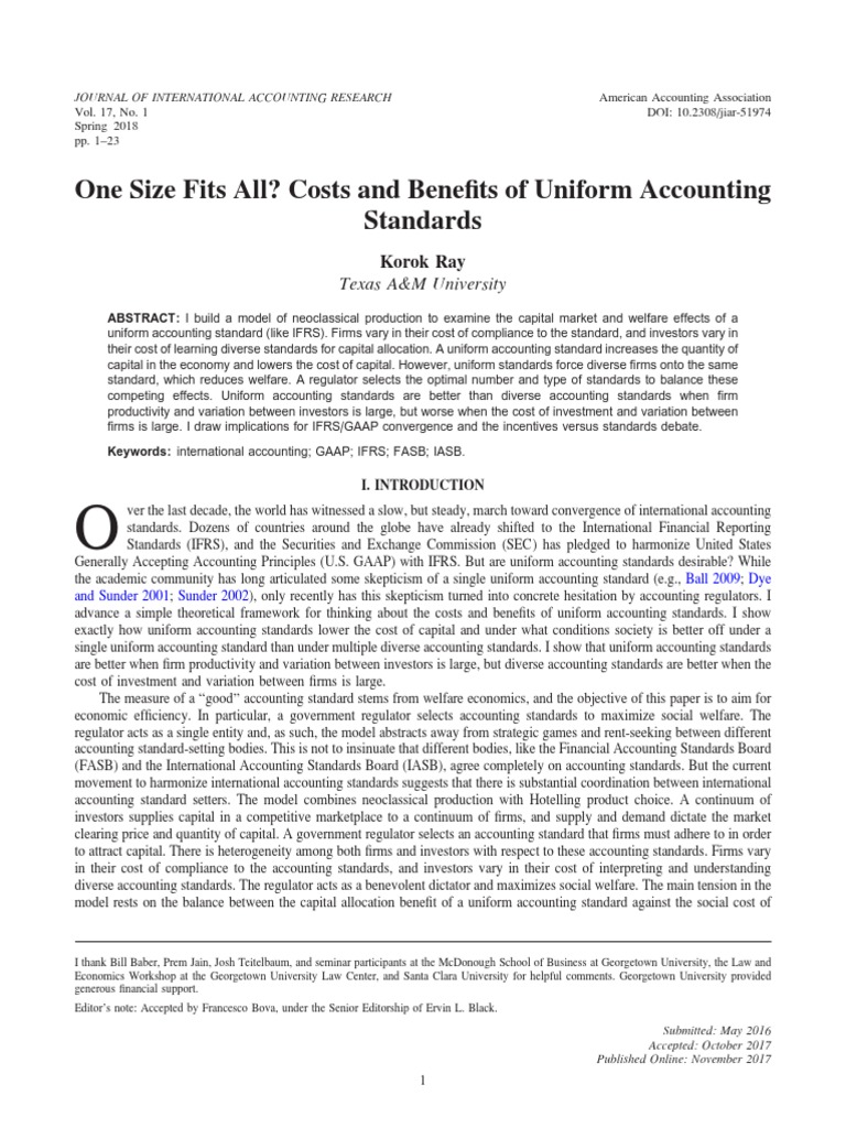 One Size Fits All? Costs and Benefits of Uniform Accounting Standards