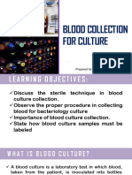 Blood Collection For Culture: Prepared By: Danelene N. Estacio, RMT