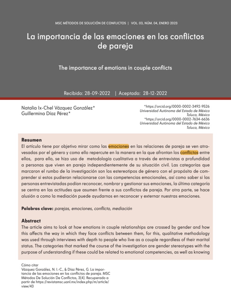 Emociones y conflictos en parejas | PDF | Las emociones | Empatía