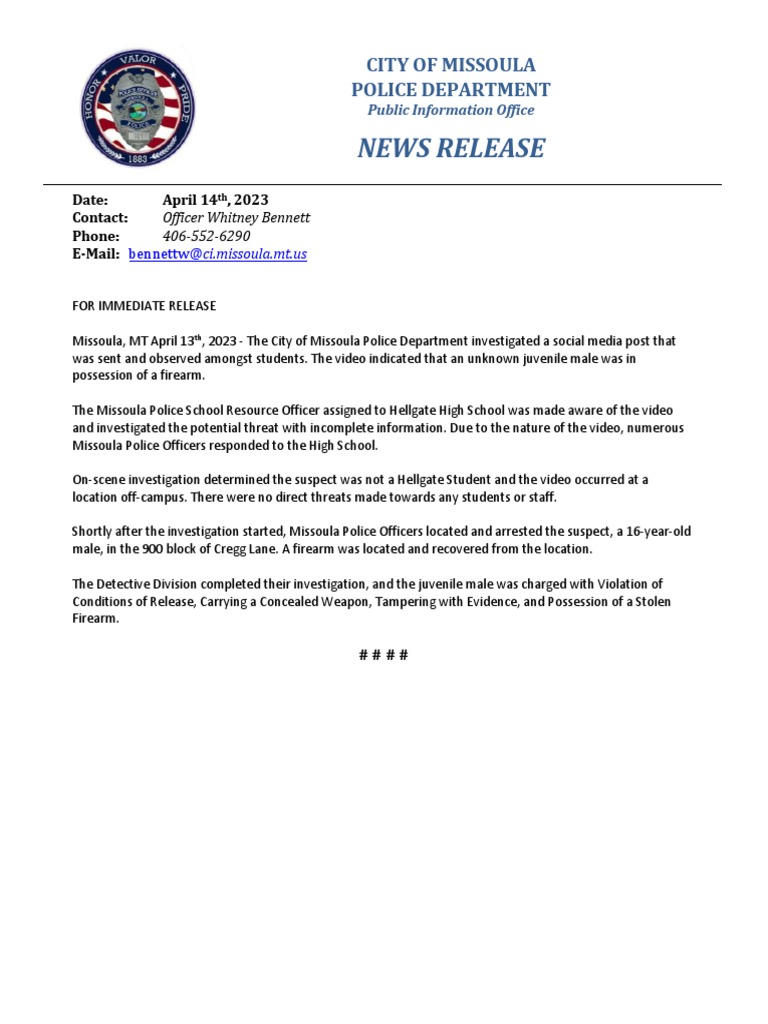 Missoula police department pdf