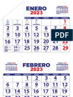 Calendario 12 Meses Santoral & Feriados