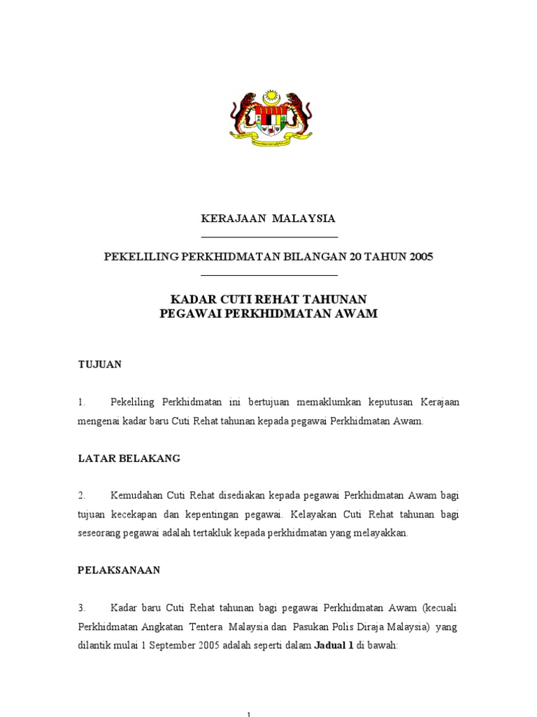 Cuti Rehat Kakitangan Awam Pdf