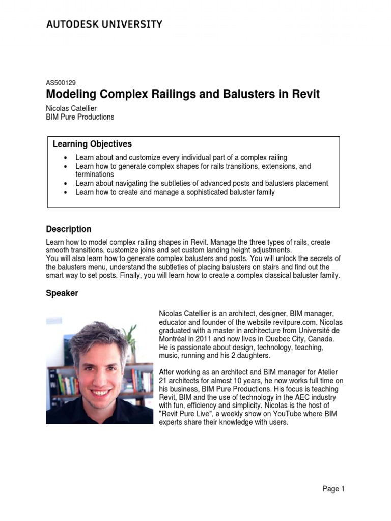 AU2021-AS500129 - Modeling Complex Railings and Balusters in Revit ...