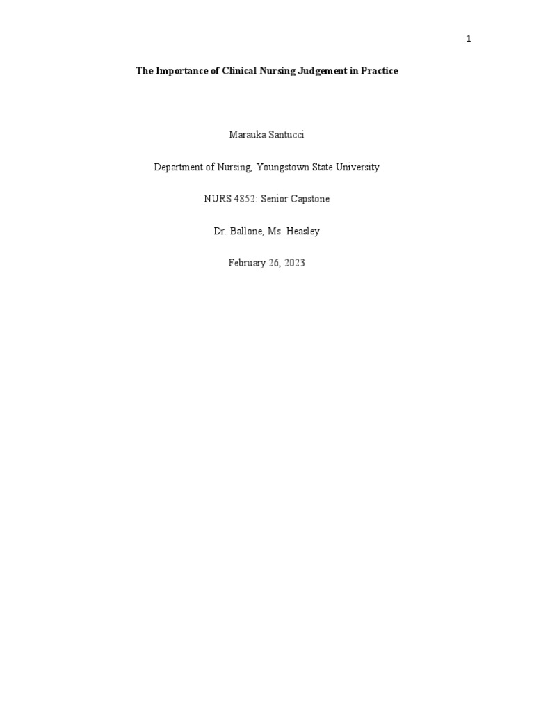 Capstone Clinical Nursing Judgement Pdf Nursing Decision Making