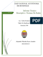 Informe Técnico Descriptivo: Normas de Redes: Universidad Nacional Auntónoma de Honduras
