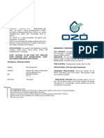 Ozó Hand Sanitizer Spec Sheet