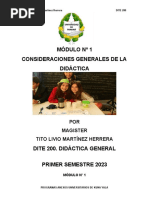 Módulo #1 Consideraciones Generales de La Didáctica: POR Magister Tito Livio Martínez Herrera