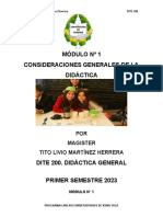 Módulo #1 Consideraciones Generales de La Didáctica: POR Magister Tito Livio Martínez Herrera