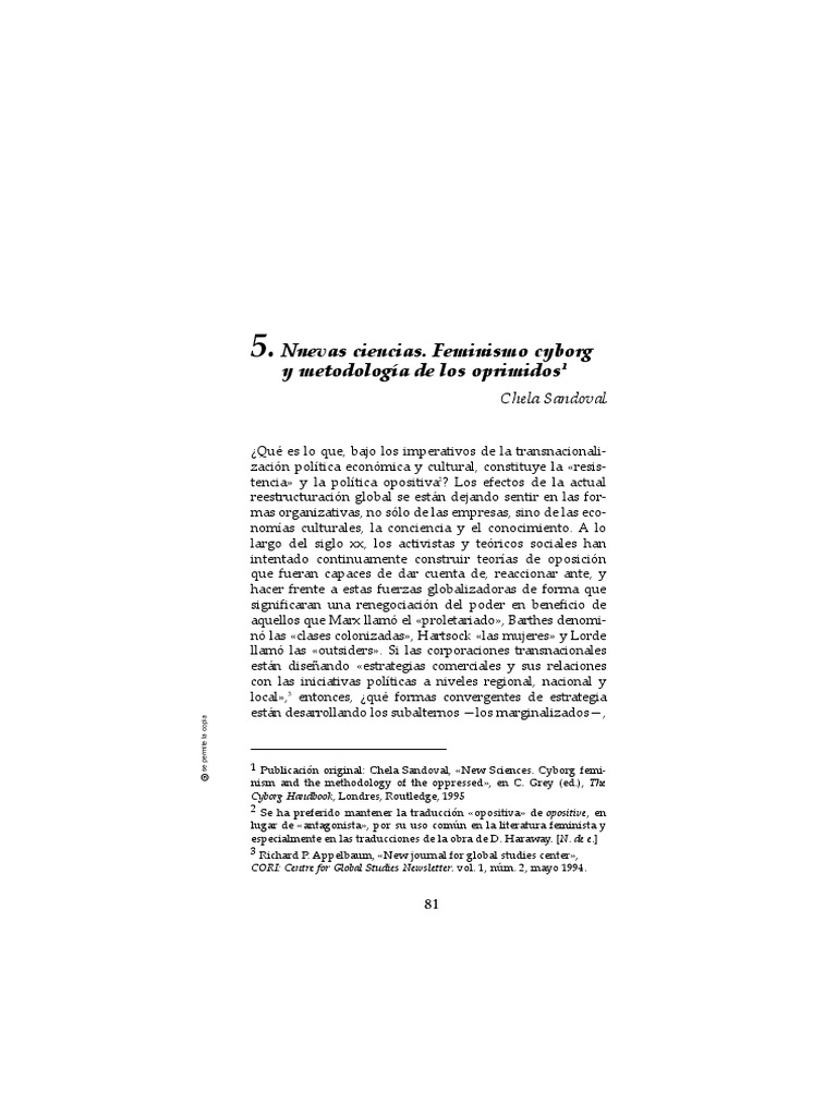 Chela Sandoval PDF Feminismo Estudios de