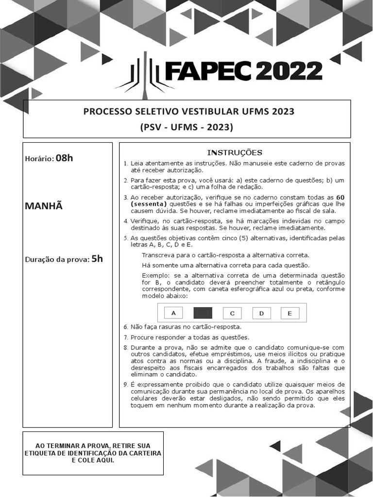 PSV Ufms 2023 | PDF | Reação em cadeia da polimerase | Círculo