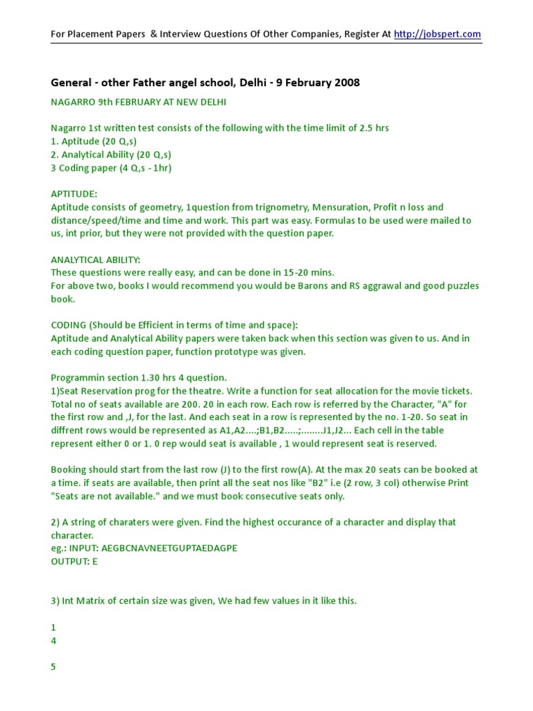 Nagarro Placement Test Overview | PDF | Software Engineering | Teaching ...