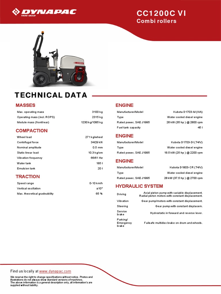 Dynapac cc1200c VI En-20221214.081445 | PDF | Horsepower | Engines