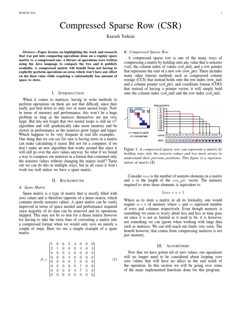 Compressed sparse row csr kiarash torkian download free pdf