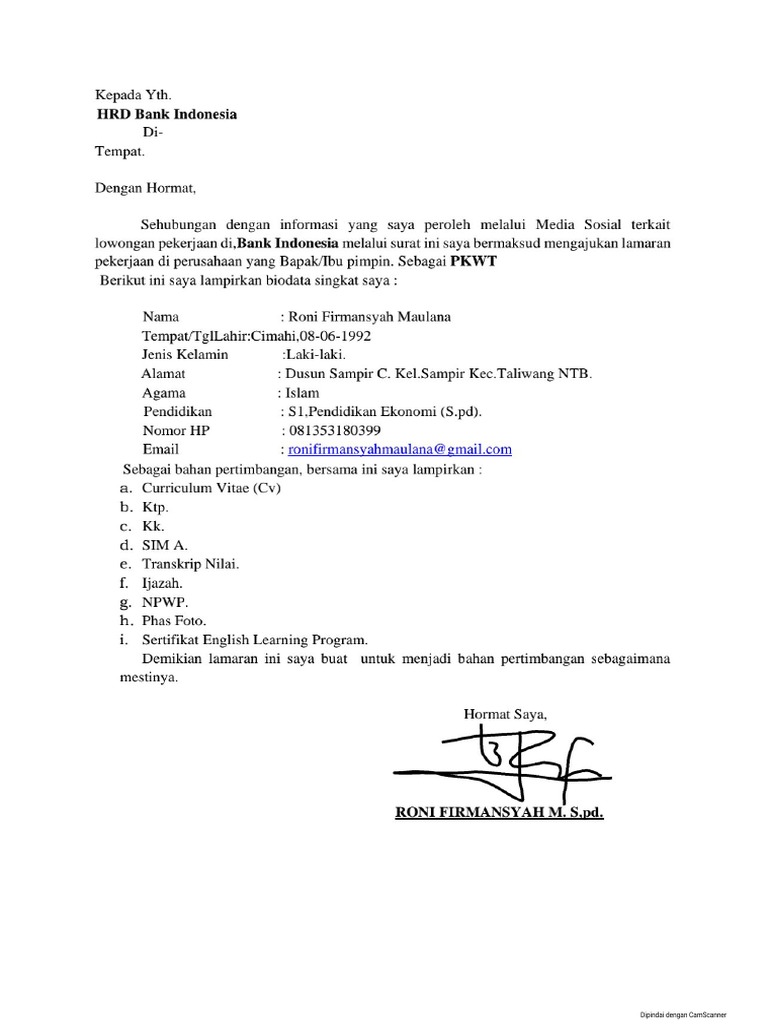 Contoh Form Rekruitmen Bi | PDF