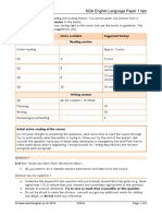 AQA English Language Paper 1 Tips: Marks Available Suggested Timings Reading Section