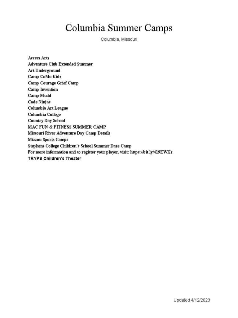 Columbia Summer Camps | PDF | Camping | Tuition Payments