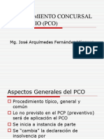 Procedimiento Concursal Ordinario (Pco) : Mg. José Arquímedes Fernández Vásquez
