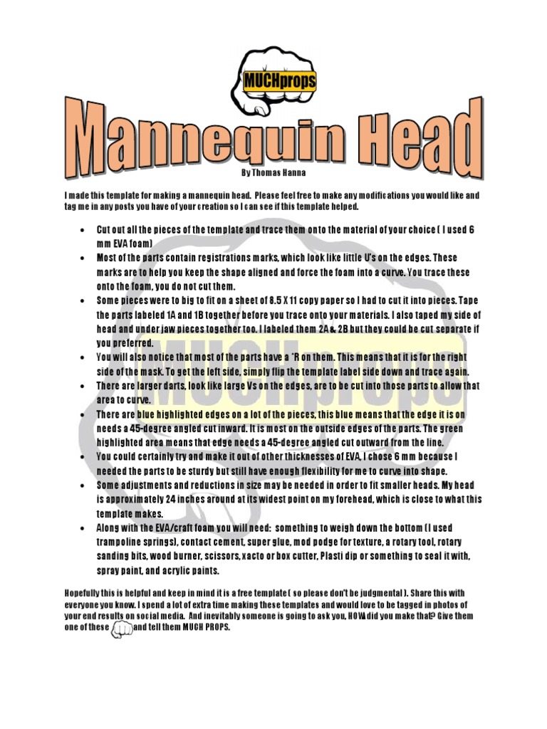 Mannequin Head Template Download Free Pdf Industrial Processes