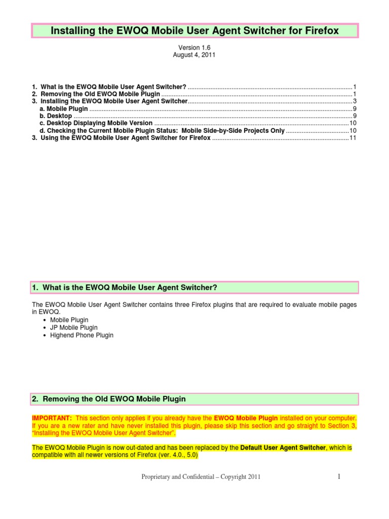 Installing The EWOQ Mobile User Agent Switcher For Firefox | PDF ...