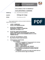 Año de La Unidad La Paz y El Desarrollo Entrega de Cargo Carretera