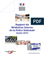 Rapport Du Médiateur Interne de La Police Nationale: Année 2015