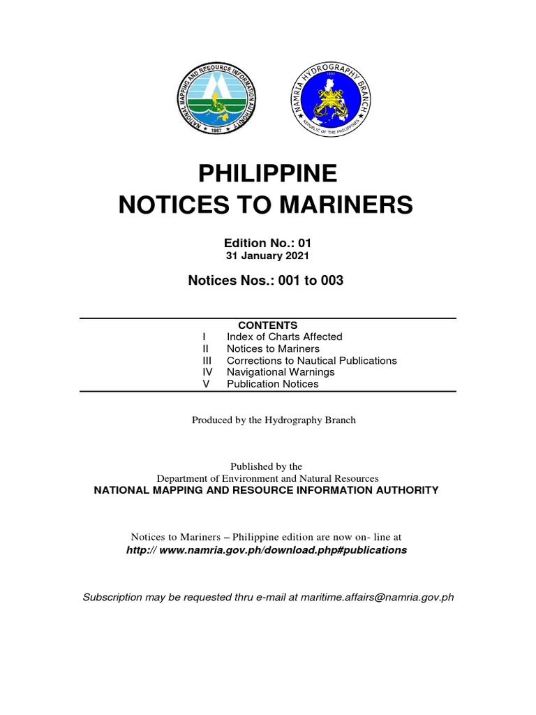 Philippine Notices to Mariners 2021 | PDF | Hydrography | Quarantine