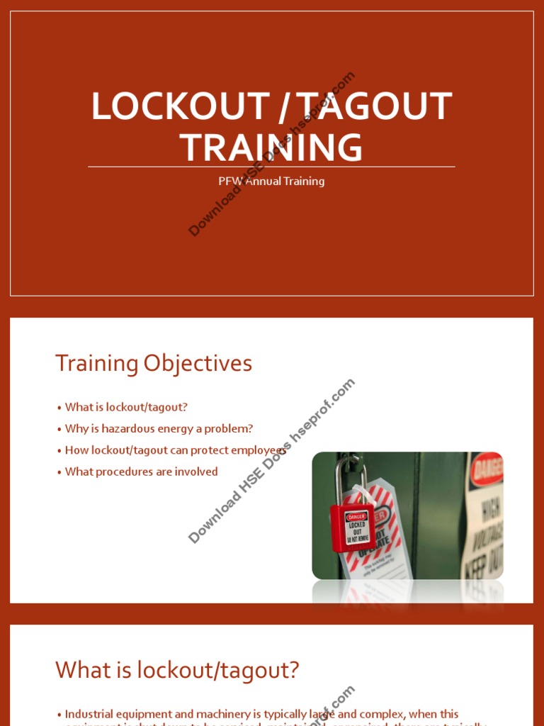 Lockout / Tagout Training PDF Occupational Safety And Health Safety