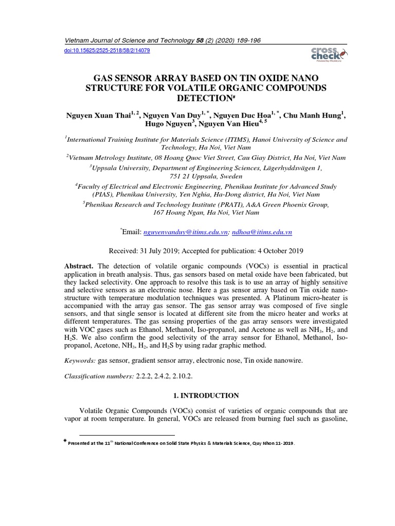 Tin Oxide Array Sensor for VOC Detection | PDF | Volatile Organic ...