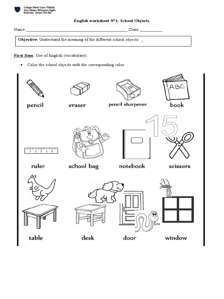 School Objects Vocabulary Worksheet | PDF | Language Arts & Discipline ...