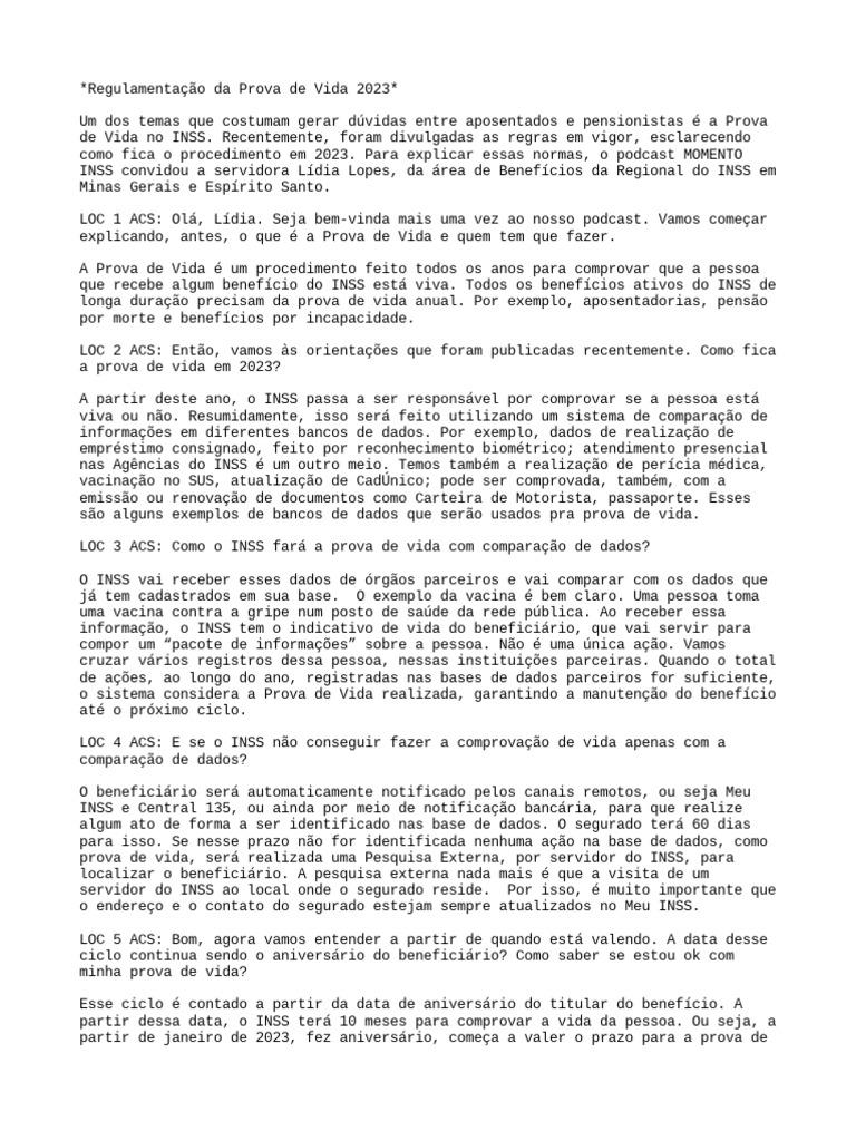 Regulamentação Da Prova de Vida 202 | PDF | Finanças e Administração de ...