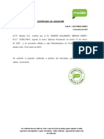 Certificado de Afiliación: Folio Nº: 6497789B847490B2E7 22 de Marzo de 2023