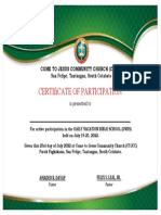 Certificate of Recognition PTA