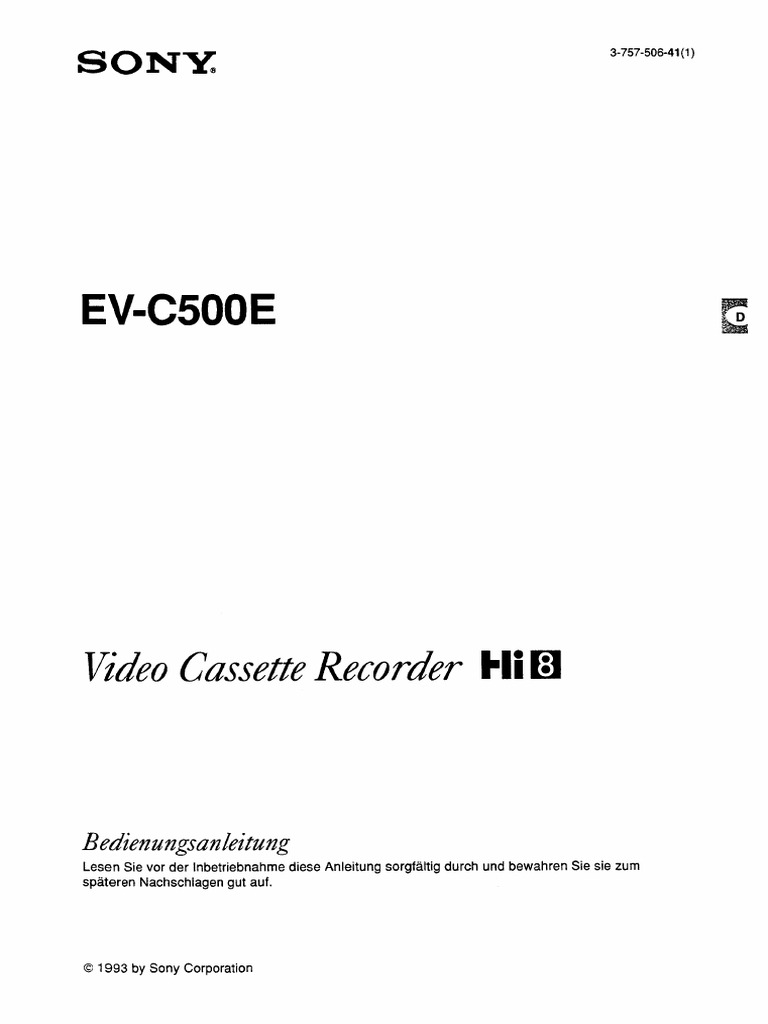 Magnétoscope Hi8 Sony EVC 500 E – Avec Télécommande – Occasion