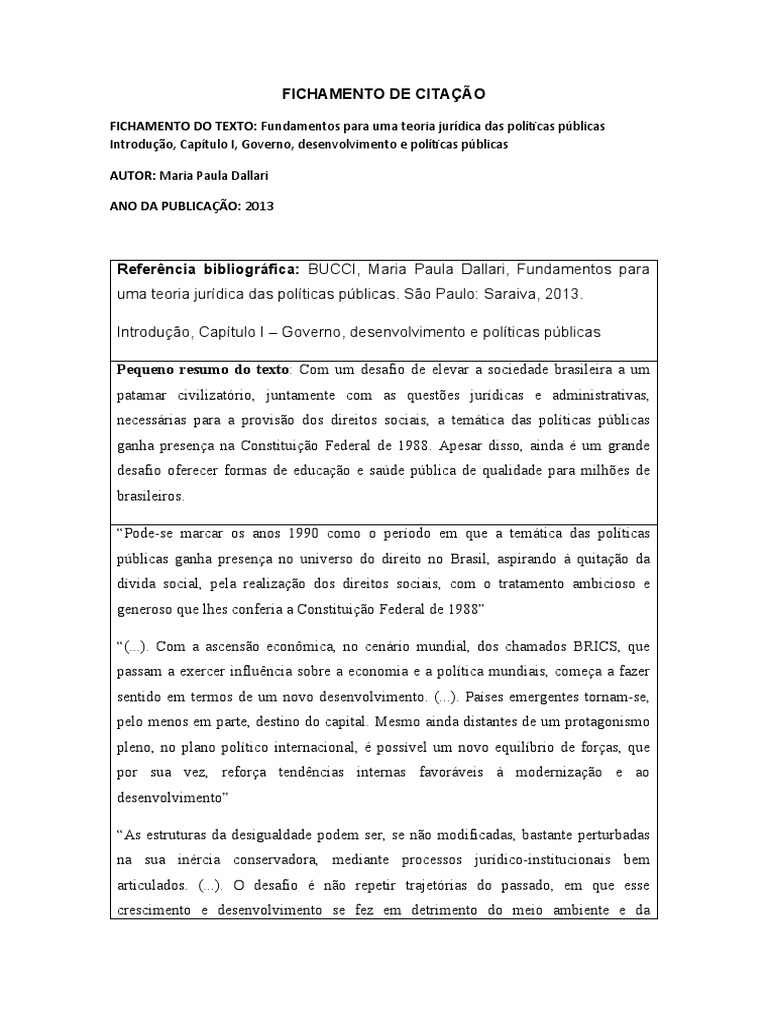 Fichamento de Citação | PDF | Sociologia | Brasil