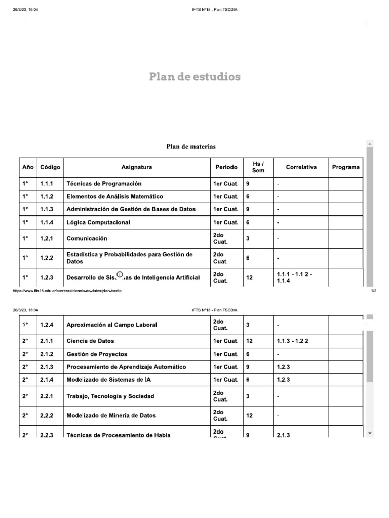 Plan de Estudio | PDF
