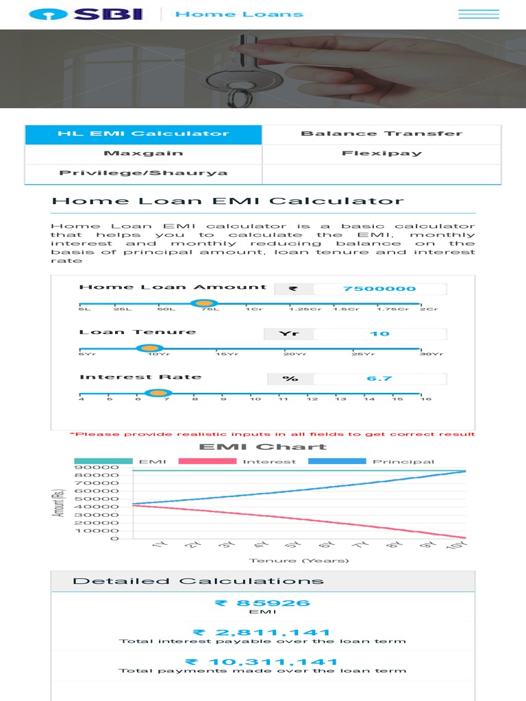 SBI Home Loans EMI Calculators PDF Interest Mortgage Loan