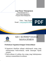 Konsep Dasar Manajemen: Tutor: Veny Puspita, SE.,MM Email