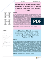 Infiltración de La Célula Comunista Hondureña en México Por La Policía Secreta de Tiburcio Carías Andino (1940)