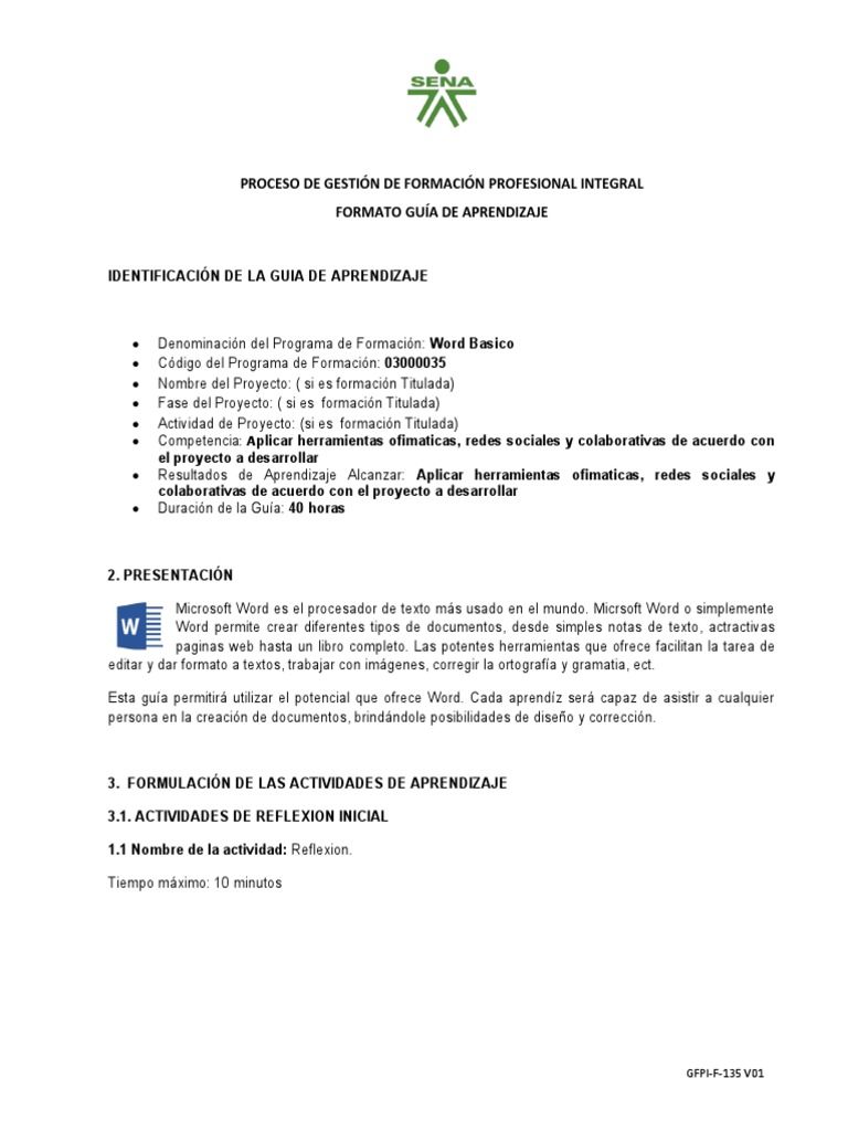 Guia de Aprendizaje - Word Basico | PDF | Microsoft Word | Red mundial