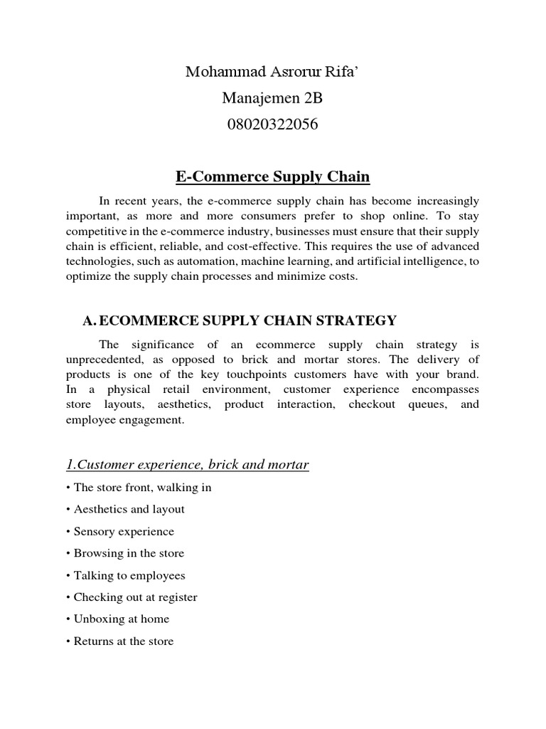E-Commerce Supply Chain Guide | PDF | E Commerce | Supply Chain