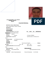 Filiación Personal: Batallón de PM N. #2 "Cn. Torrico" Compañía "Cabrera" Bolivia