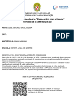 Programa Extraordinário "Reencontro Com A Escola'' Termo de Compromisso