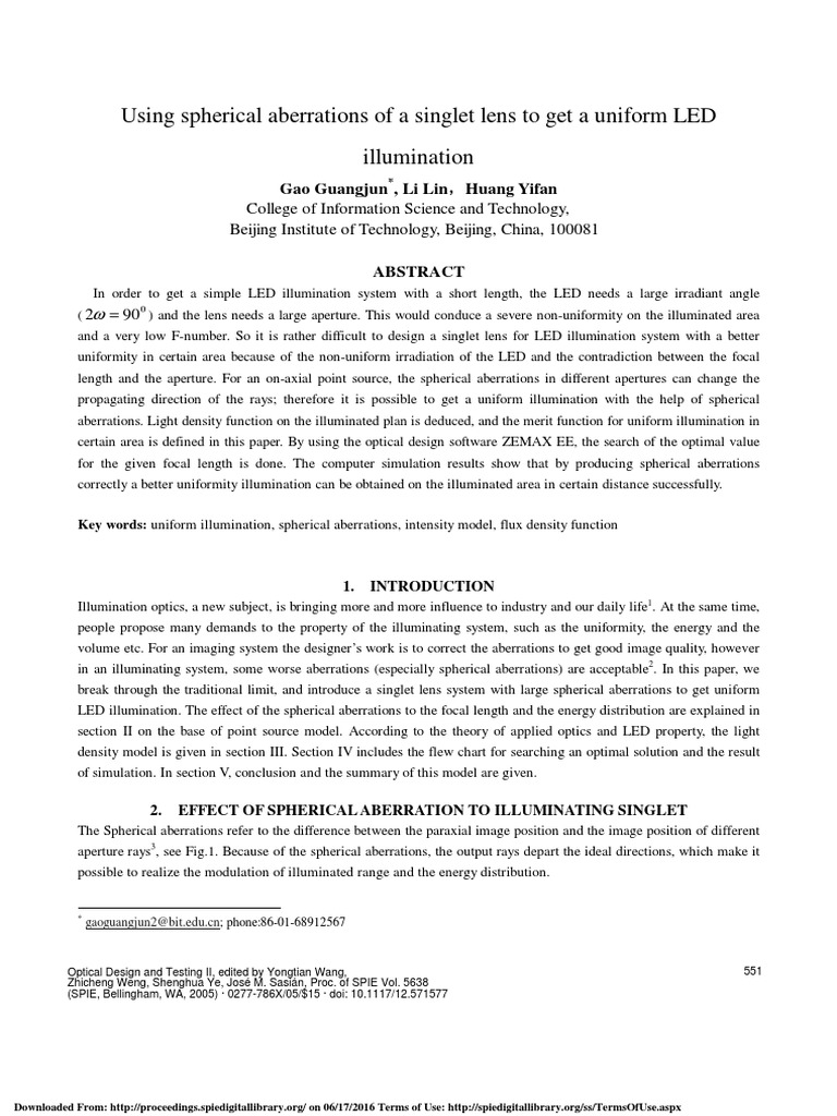 Paper - 2005 - Using Spherical Aberrations of A Singlet Lens To Get A ...