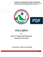 Syllabus: Master of Engineering Programmes (M.Tech-Civil Engg)