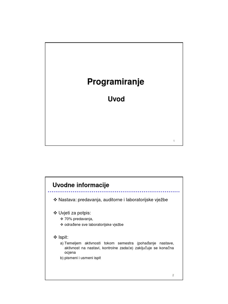 01 Uvod - Programiranje | PDF