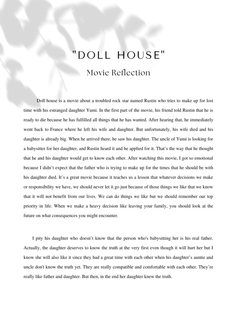 "Doll House" Movie Reflection PDF
