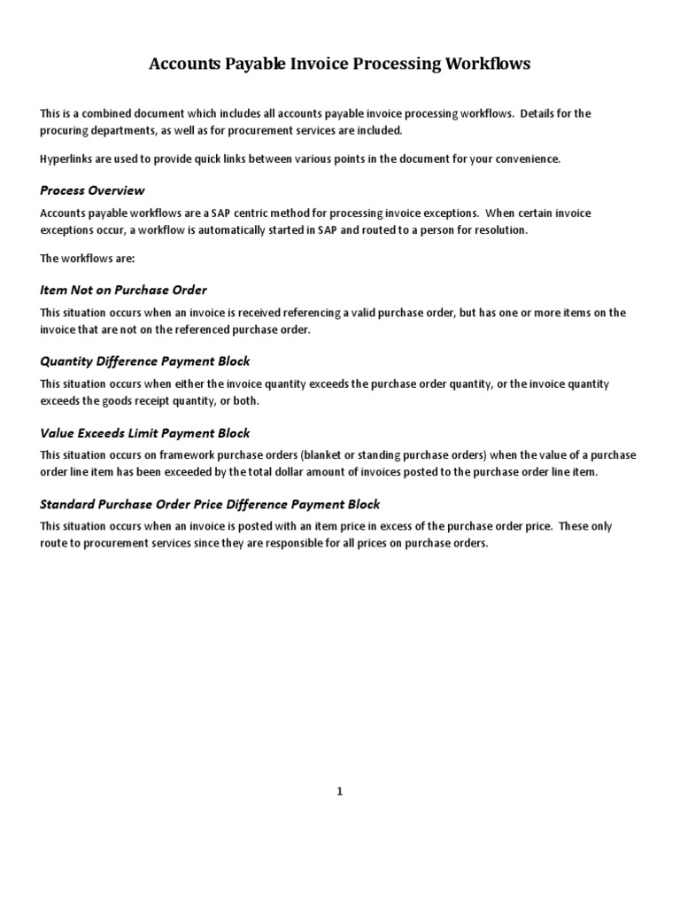 Accounts Payable Invoice Processing Workflows: Process Overview | PDF ...