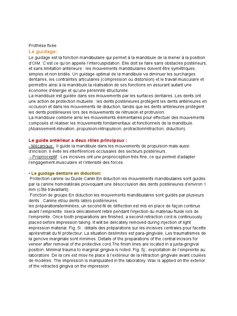 Guidage mandibulaire en diduction | PDF | Sciences de la santé ...