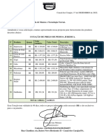 Cotação de Preço de Pessoa Juridica.: #Produto: Quant. Valor Unitário: Valor Total: Descrição: 01 01 01 02 02 01 02