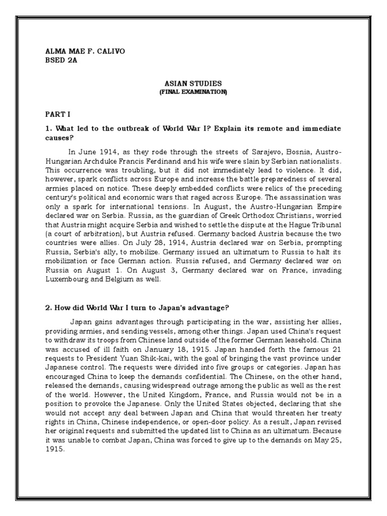 Causes and Consequences of WWI | PDF | World War I | Treaty Of Versailles